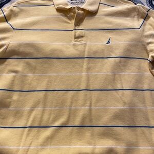Nautica Men's Yellow Striped Polo Shirt
